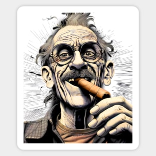 Cigar Smoker: Burning Issues; Missing My Two Front Teeth  on a light (knocked out) background Sticker